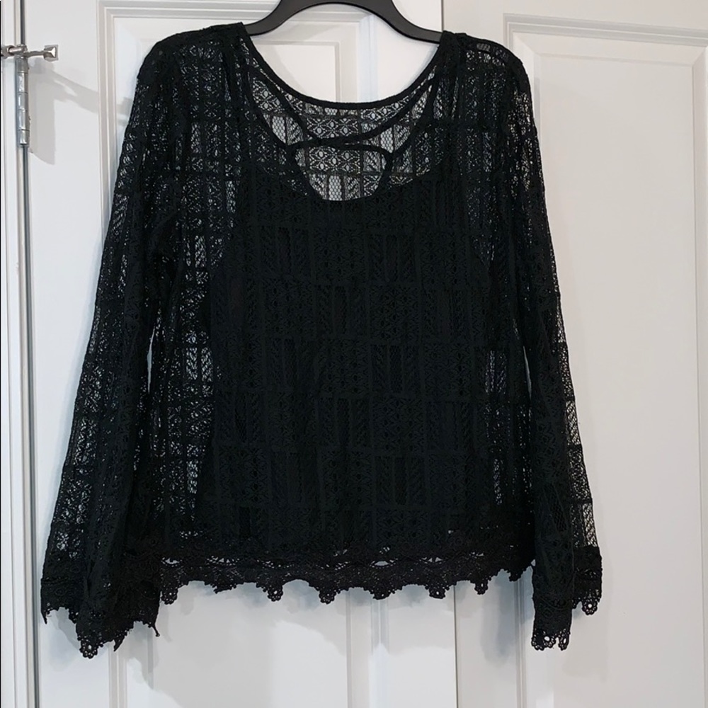 NWT! Black lace top with built in cami